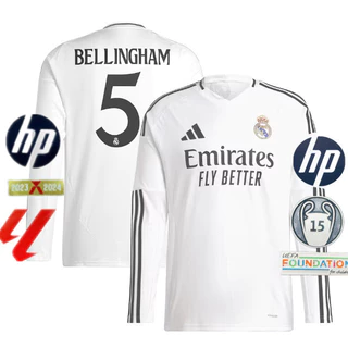 S-4XL Real Madrid 2024-25 Manga Longa Camisa De Futebol Masculino De Alta Qualidade