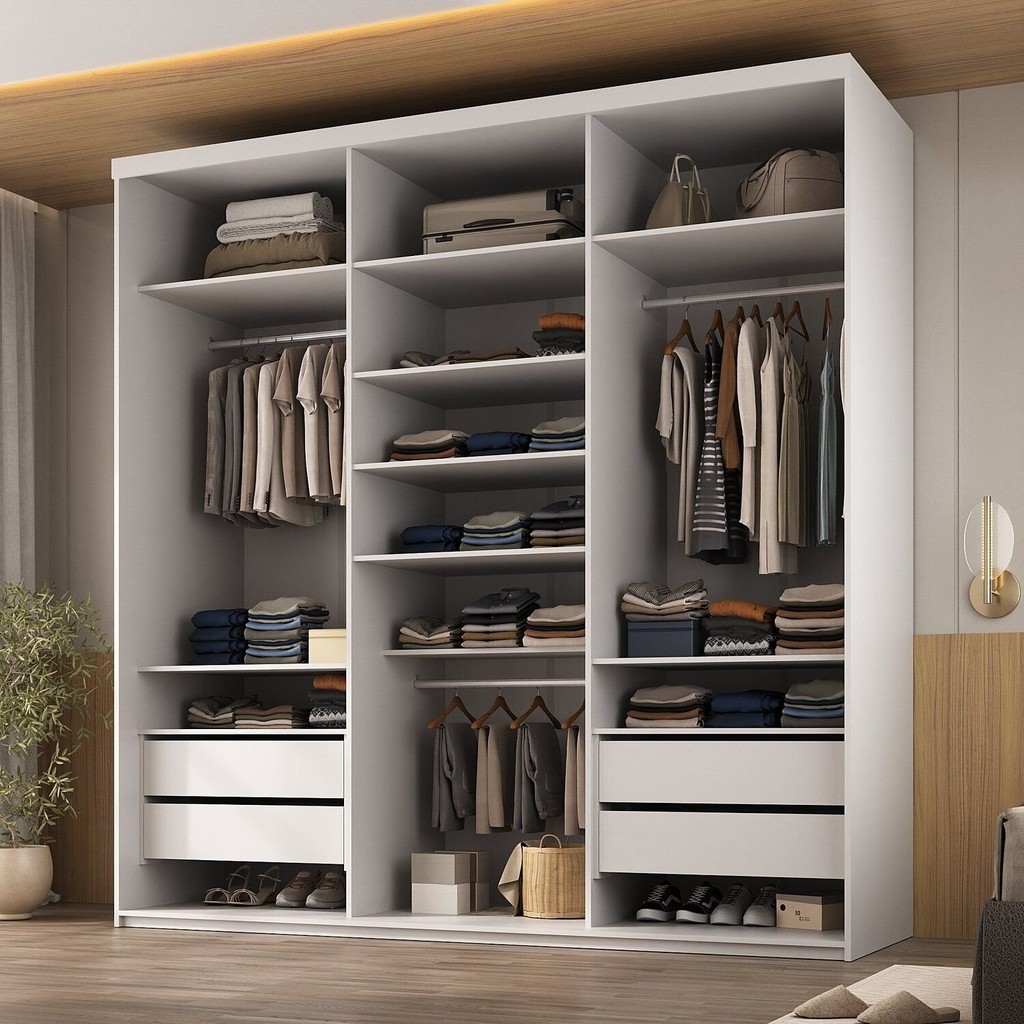 Closet Casal 100% Mdf 208cm 4 Gavetas Moutier | Shopee Brasil