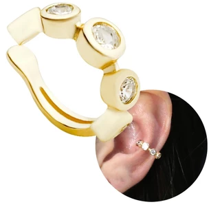 Piercing Feminino de Orelha Cravejado 5 Pedras Banhado a Ouro Conch em Oferta na Shopee