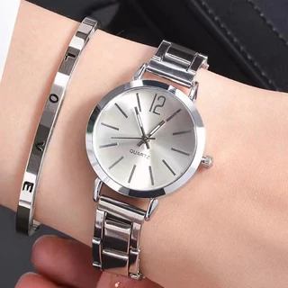 Conjunto De Relógio De Pulseira Moda E Lazer Luxo Feminino De Aço Inoxidável