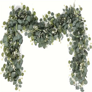 1pc Planta Artificial De Vinha De Eucalipto , Verde Falsa De Textura Real Pendurada Simulada , Adequada Para Casamento Pátio Jardim Decoração De Mesa De Festa , Casa