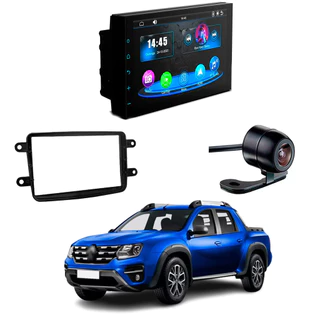 Central Multimídia CarPlay Mp5 2 Din Faaftech 7 Polegadas + Câmera de Ré Borboleta + Moldura 2din Oroch