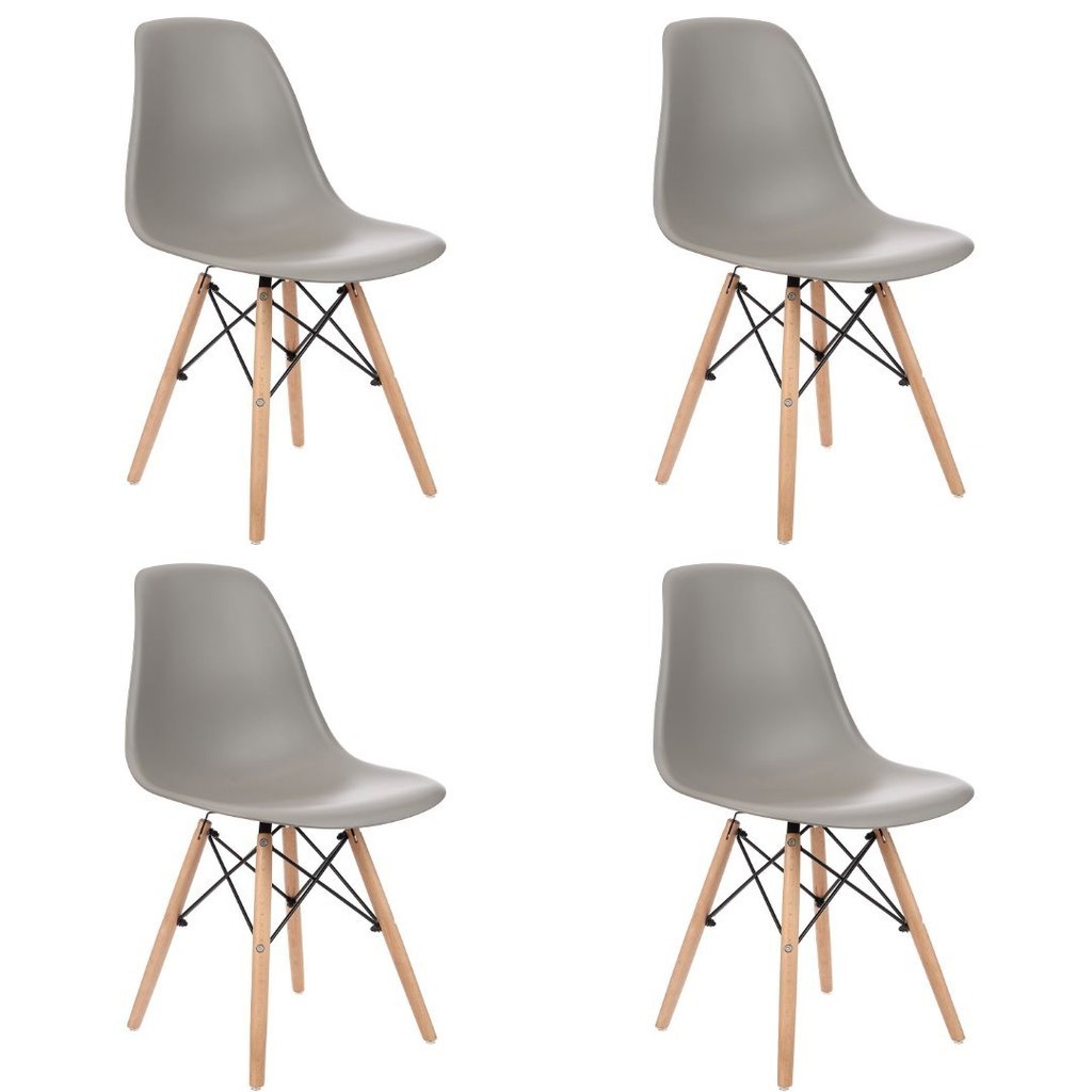 Kit 4 Cadeiras Charles Eames Cinza