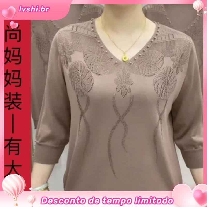 Moda Gelo Seda De Tricotada Manga Oca De Ferro Diamantado Para Mulheres
