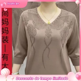 Moda Gelo Seda De Tricotada Manga Oca De Ferro Diamantado Para Mulheres