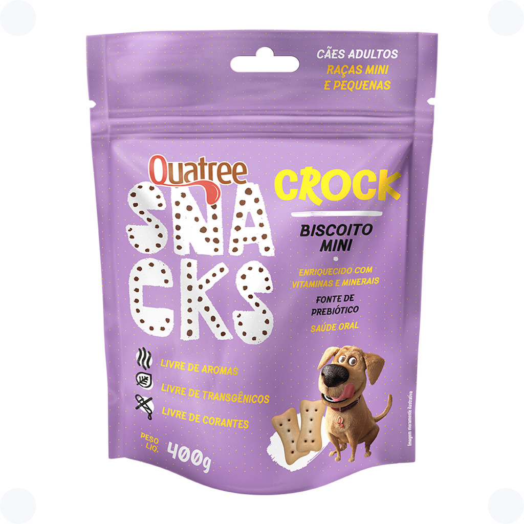 Biscoito Para Cachorro Adulto Quatree Snacks Mini Crock 400g | Shopee Brasil