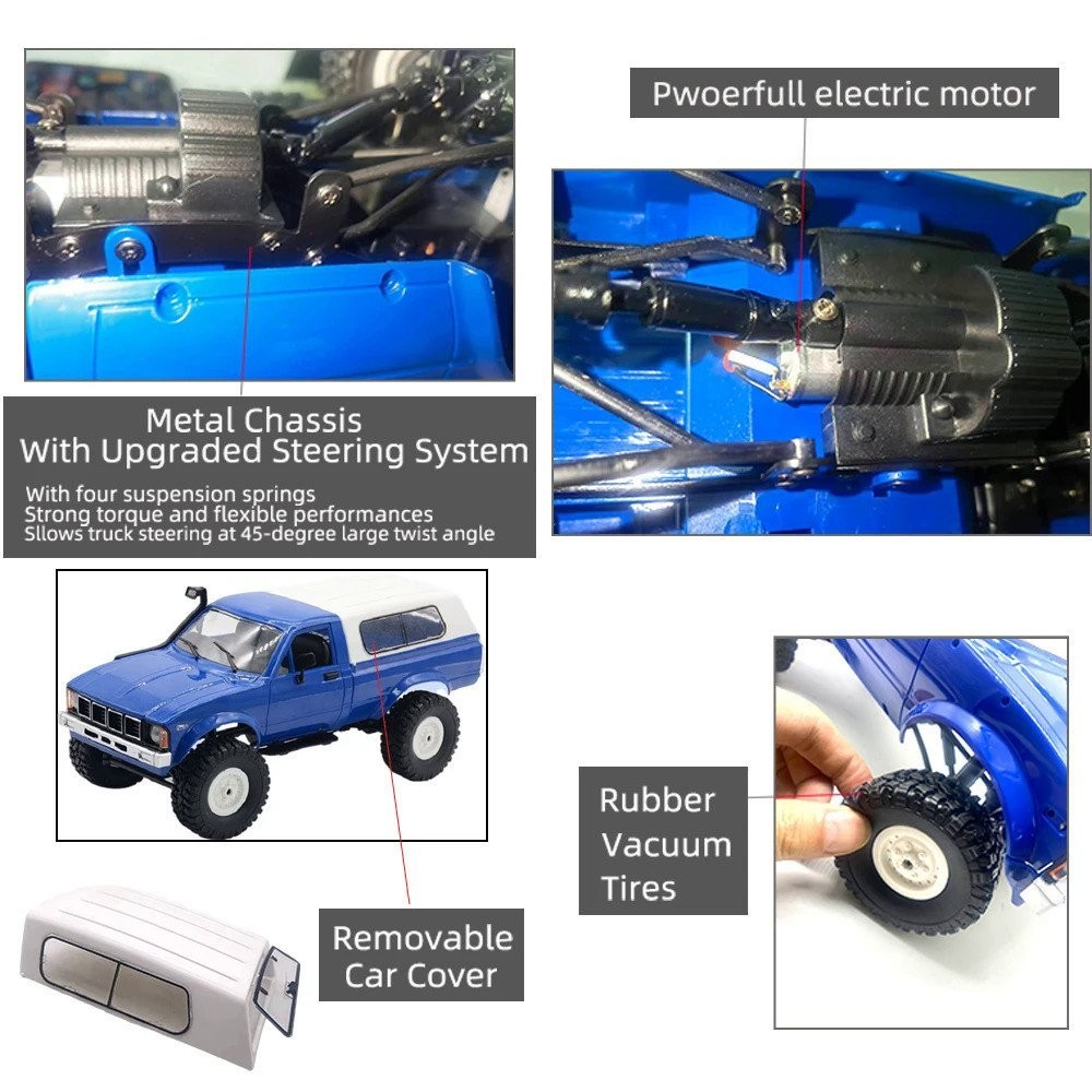 WPL C24-1 Full Scale RC Carro 1:16 2.4G 4WD Rock Crawler Buggy