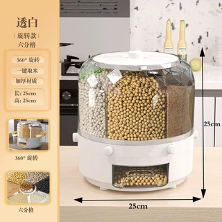 Dispenser D Alimentos Giratório C 6 Divisões P Grãos Cereais 360 ° para Arroz，Feijão, Alimento Seco