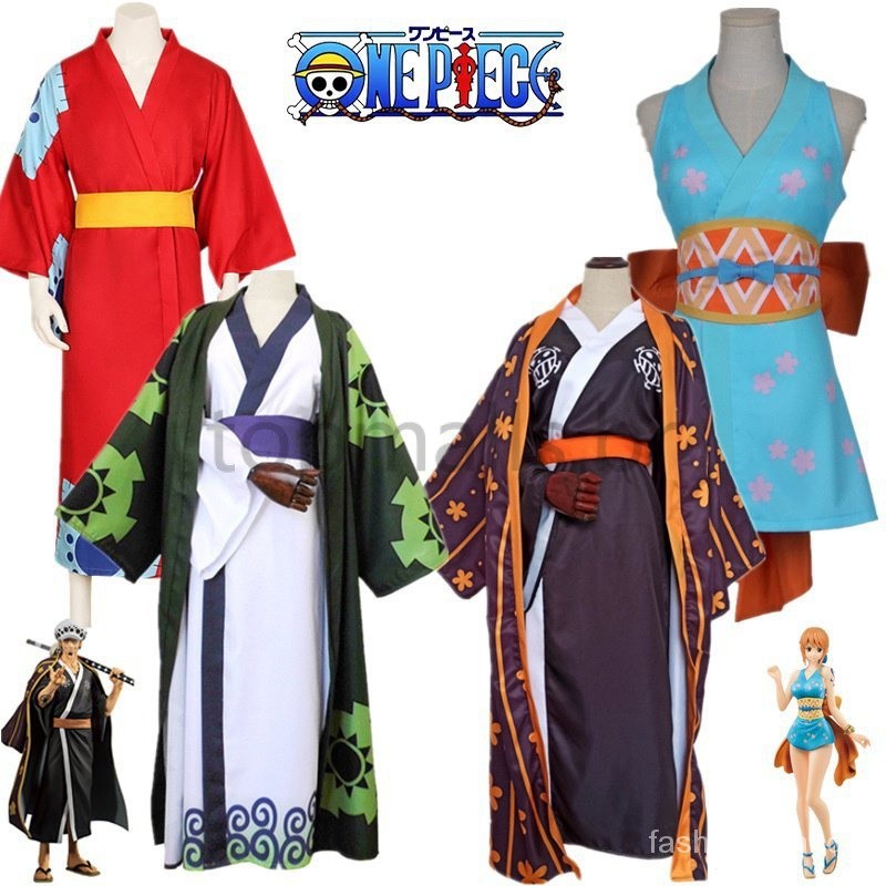 ● Anime One Piece Trafalgar D Water Law Roronoa Zoro Luffy Nami Cosplay Traje Kimono Robe Halloween Carnaval