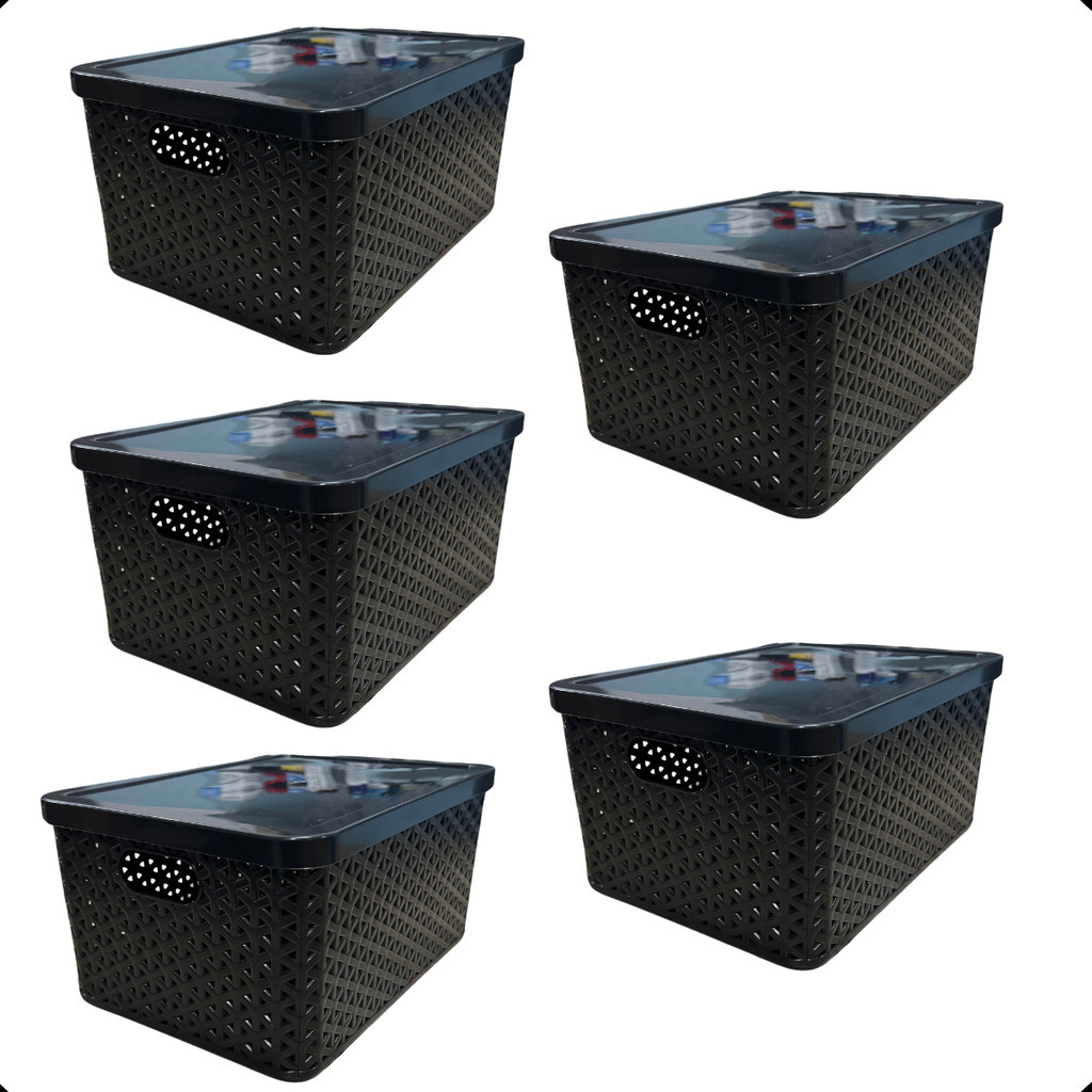 Kit Com 5 - Cesto Caixa Organizadora Rattan - 4 Litros