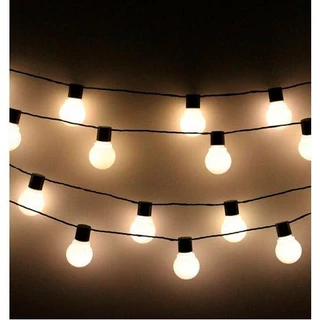 Kit Varal De Luzes 20m+ 20 Lâmpadas Bolinha 1w Bq Led Festão