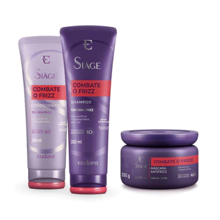 Kit Combate o Frizz Shampoo 250mL, Condicionador 200mL e Máscara 250g Siage Eudora