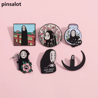 Desenho Animado Anime Flor De Metal Broche Sem Rosto Homem Criativo Pin Spirited Away Animated Characters Máscara Preta Acessório De Crachá