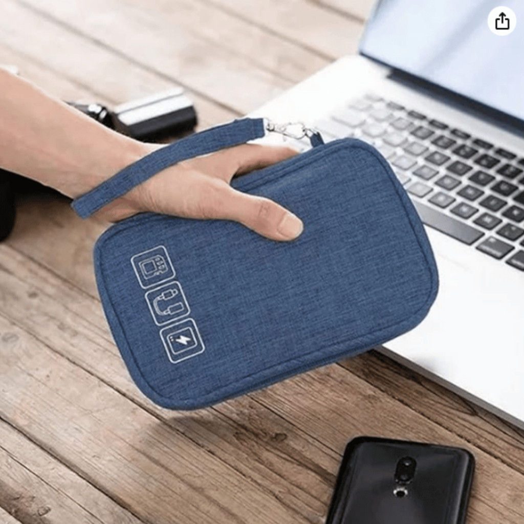 Bolsa Necessaire Organizador De Cabos Com Divisorias Multifuncional Viagem