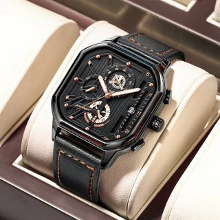 Poedagar moda novo estilo luminoso Multi-função relógio masculino suporte de bateria calendário cronômetro cronógrafo 90