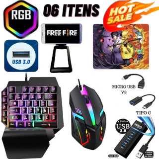 Kit 3.0 Mobilador Gamer Completo One Hand Uma Mao Otg Tipo C / V8 Para Celura / Ps4 / Notebook /Computador em Oferta na Shopee