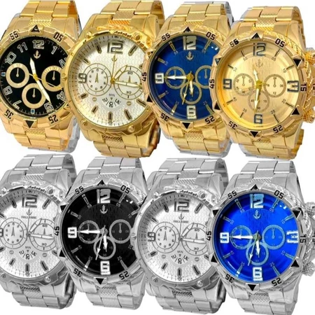 Kit Relógio Masculino 10 Relogio Pulseira Em Aço Relogio Dourado Relógio Prata de Pulso original Top