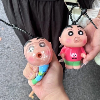 Chaveiro Shinchan De Lápis De Cera Lindo Beliscando Bolha De Rebound Lento Descompressão De Brinquedo Kawaii Toot Mouth Loppy Spit Bubble Car Key Bag Pendant