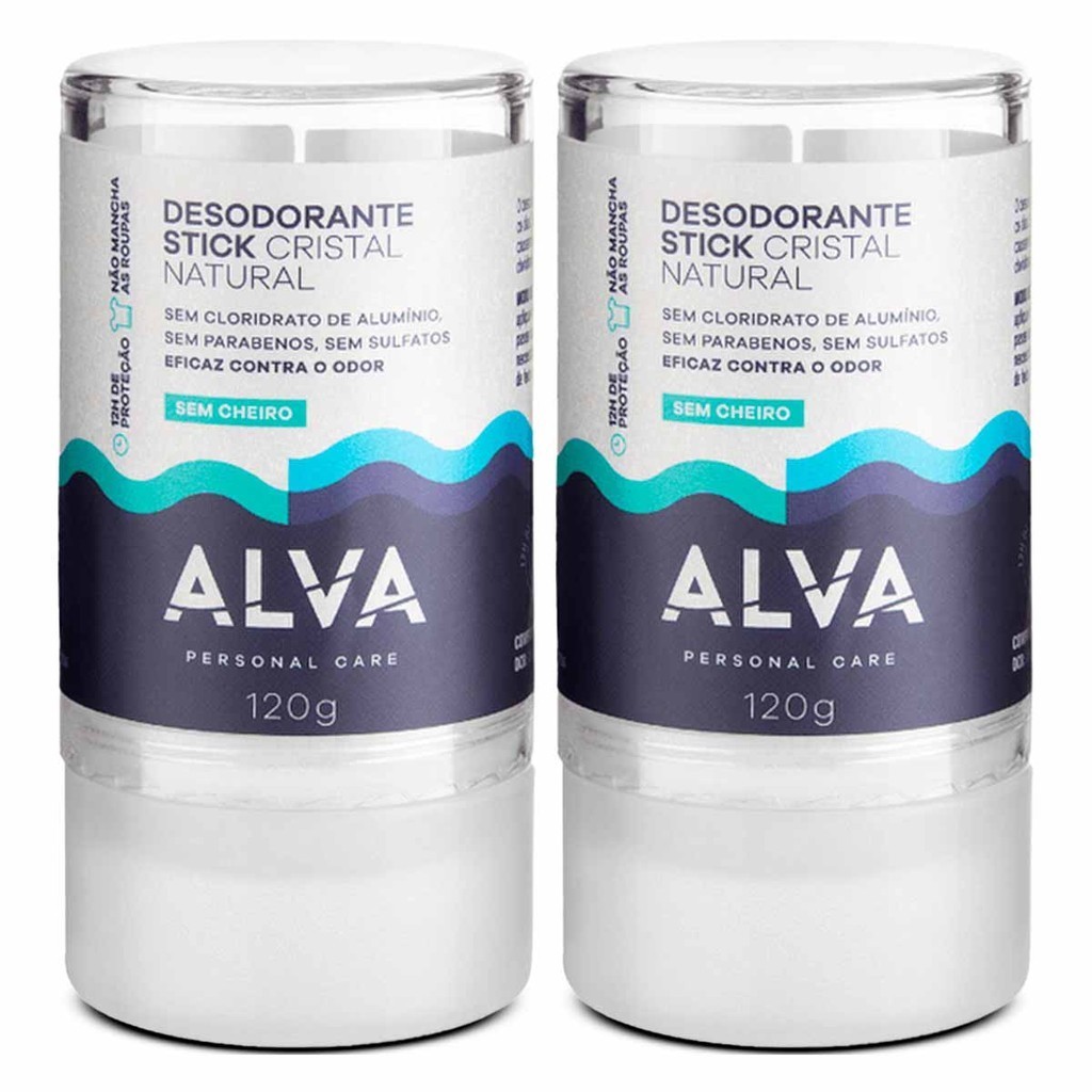 Kit 2x Desodorante Cristal Natural Sem Cheiro 120g Alva | Shopee Brasil