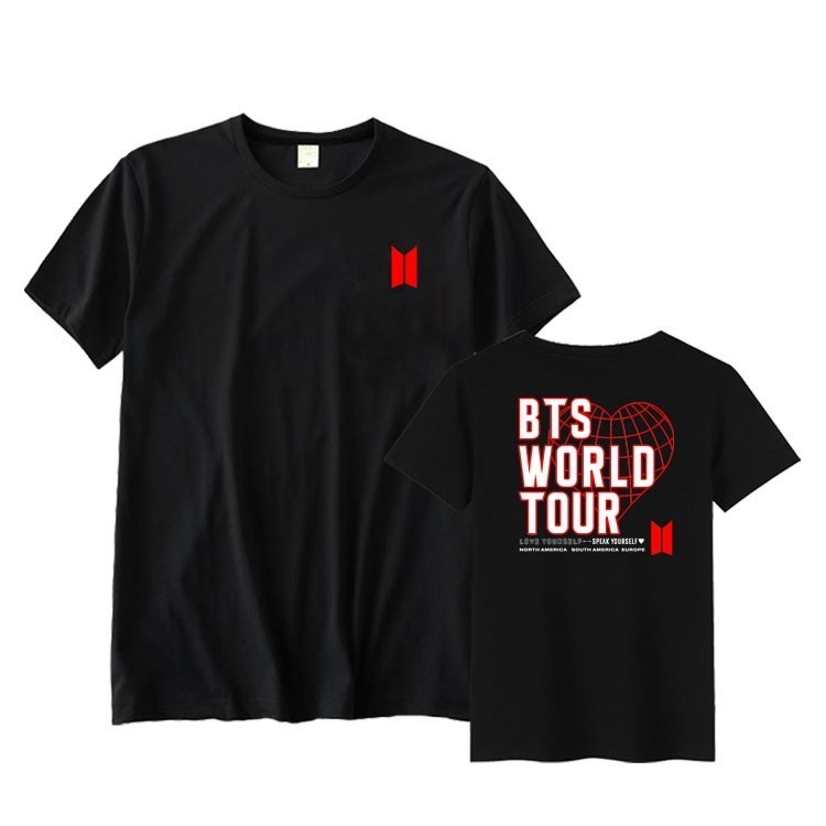 Camiseta 100% Algodão 30.1 KPOP BTS Love Yourself World Tour Moda