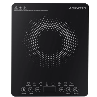 Fogão Cooktop de Indução Preto Agratto 1 Boca - 220v