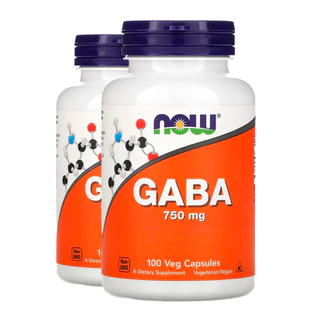 Kit 2x Ácido Gaba 750mg Now Foods 100 Veg Cáps Importado/Made in Usa