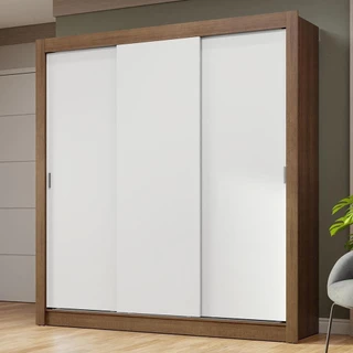 Guarda-Roupa Casal 3 Portas de Correr Rustic/Branco Nobre Madesa em Oferta na Shopee