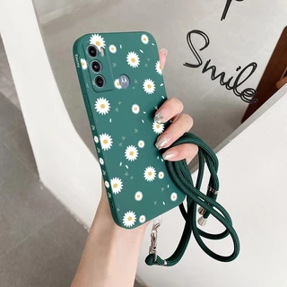 G 60 Branco Girassol Cordão Silicone Capa De Telefone Para Motorola Moto G60 G62 G60S G10 G20 G30 G22 G24 G40F G72 G73 G84 G100 G24POWER EDGE 50FUSION