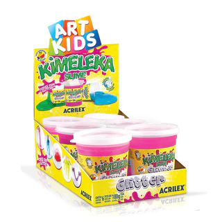 Kimeleka Slime Art Kids com glitter 180g Rosa com 6 unidades Acrilex