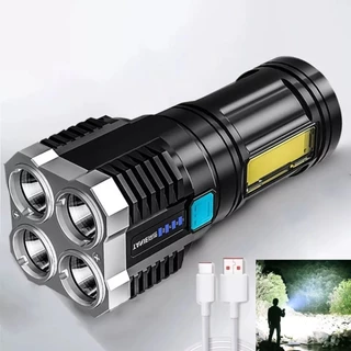 Lanterna MAIS forte do mundo 4 Led Potente 1500m Portátil Longo Alcance Uso Externo Recarregável Usb