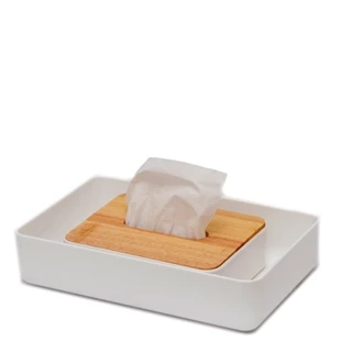 Caixa Organizadora com Porta Lenços de Plástico e Bambu em Oferta na Shopee