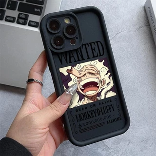 Capa Para Iphone 15 14 13 12 11 Pro Max XR X XS 6 6S 7 8 Plus 12 Mini SE 2 3 De Anime Macio Impressão One Piece Luffy WANTED Proteção Da Câmera Fosca À Prova De Choque
