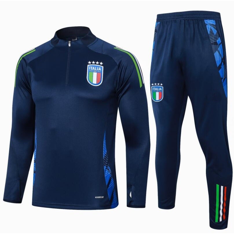 2024 2025 Conjunto De Terno De Treino De Futebol Italiano, Camisa Esportiva De Manga Longa Com Meia Zíper