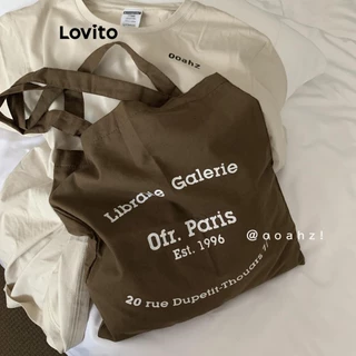 Lovito Bolsa Casual com Padrão de Letras para Mulheres LFA47359