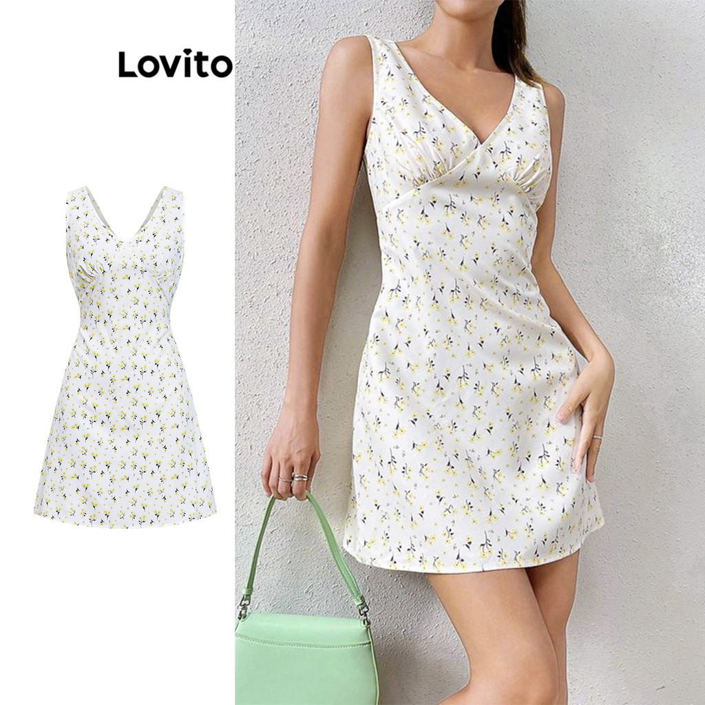 Lovito Vestido básico floral Boho Ditsy para mulheres L104ED909