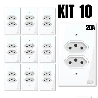 Kit 10 tomadas duplas 20 amperes conjunto tomada dupla 20a