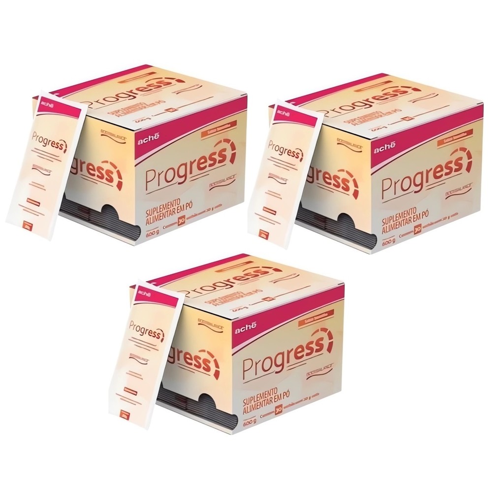 Kit 3 Suplemento Alimentar Progress Baunilha 600g - Ache | Shopee Brasil