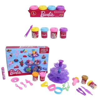 Kit Massinha de Modelar 4 Potes Barbie + Massinha de Modelar Bakery Barbie - Fun