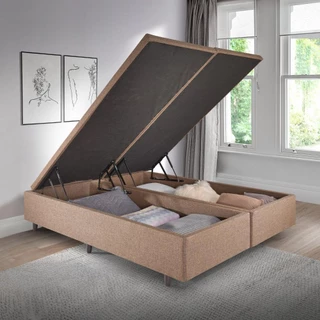 Cama Box Baú Queen 158x198cm Linho Marrom com Pistão a Gás em Oferta na Shopee