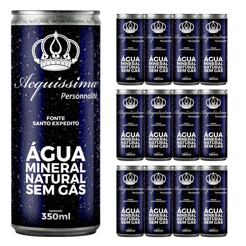 Kit 12 Latas Agua Mineral Natural Acquissima Personalite 350 ml ...