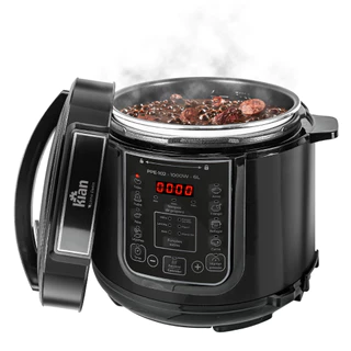 Panela de Pressão Elétrica 220V PPE-102 – 6L, Kian, Timer Ajustável, Cuba Antiaderente, Preto
