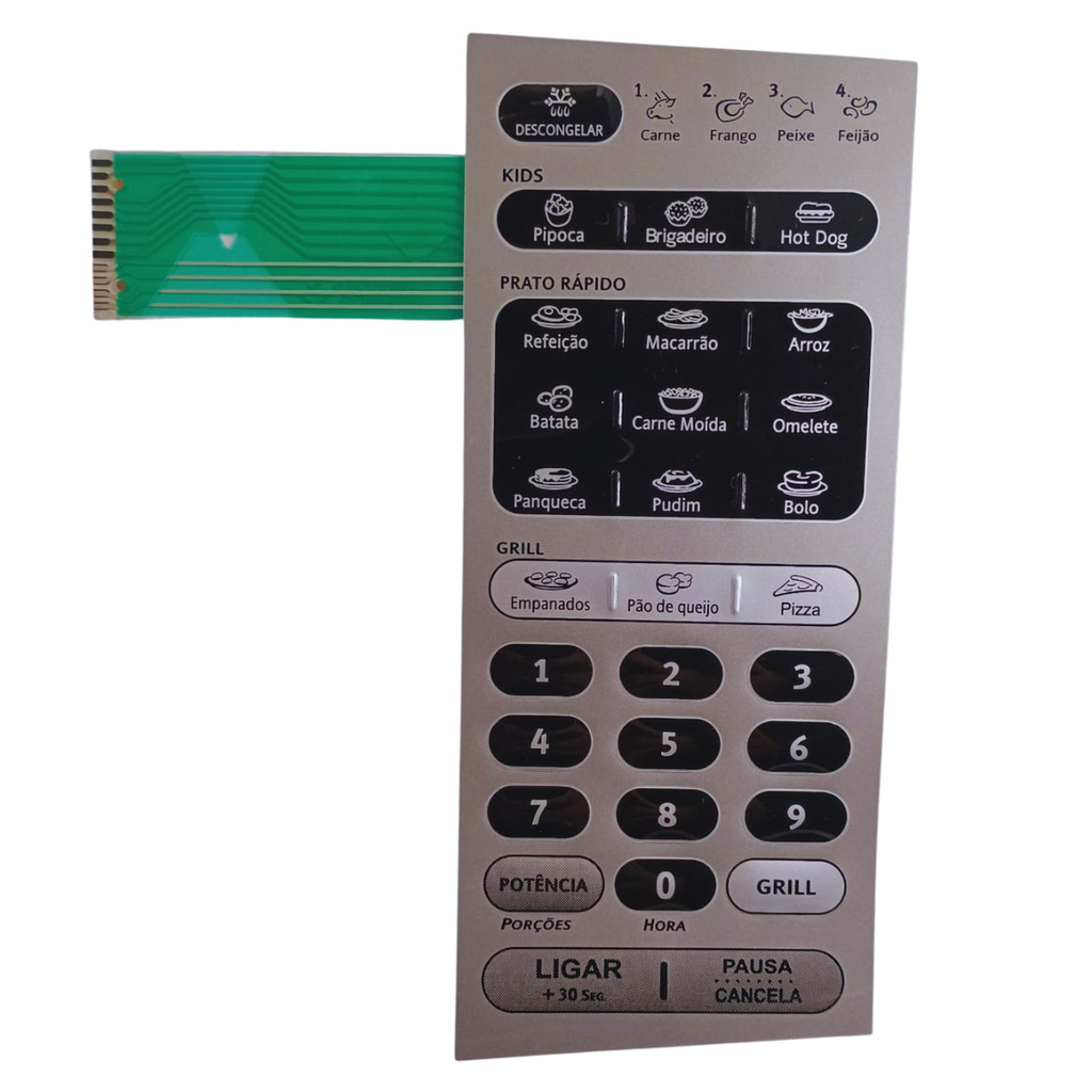 PAINEL MEMBRANA TECLADO PARA MICROONDAS ELECTROLUX ME28X C/RELEVO ...