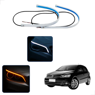 Kit Fitas Led DRL Farol + Seta 12v 60cm Gol G8 2018 2019 2020 2021 2022 2023