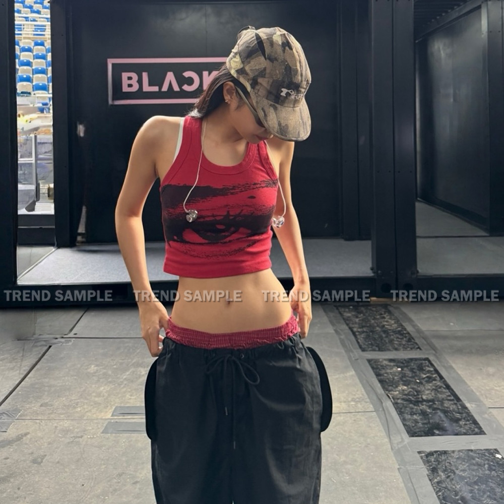 トップス Jennie ruby eye tank top M KPOP 2025 BLACKPINK JENNIE Ruby Eye Regata Feminina Vintage Verão