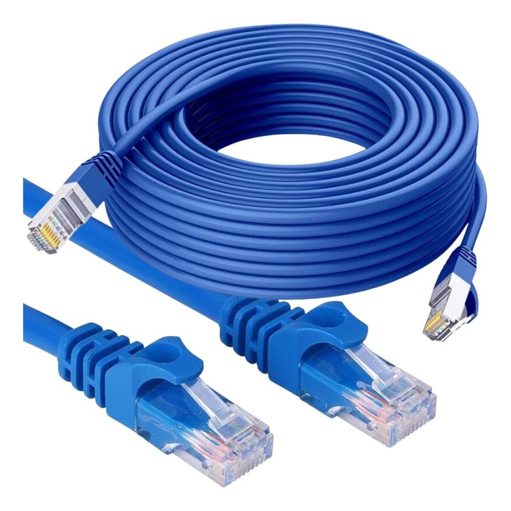 Cabo De Rede 20 Metros Montado Rj45 Internet Lan Azul Pc Not | Shopee ...