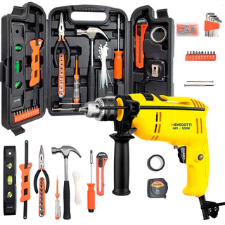 Kit Furadeira Impacto Profissional 127 ou 220V Menegotti 500W Maleta de Ferramentas 125 Pçs Sparta em Oferta na Shopee