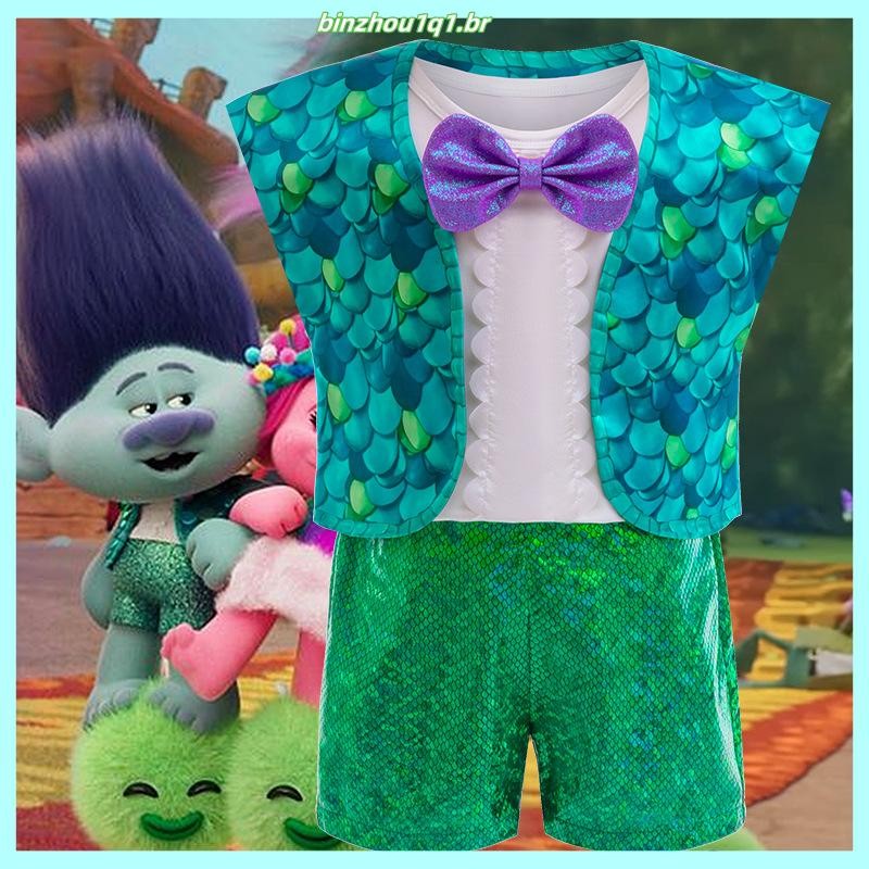 Roupas Para Meninos Trolls World Tour Branch Cosplay Conjunto Três ...