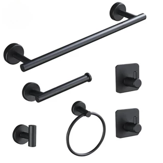 Kit Acessórios Banheiro Preto Toalheiros 6 Peças