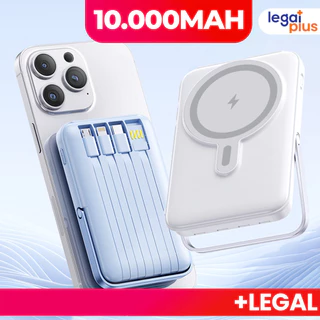 Carregador Portátil 10.000mAh Indução para iPhone/Android Magsafe Sem fio/ Com fio Bateria Carga Suporte De Mesa