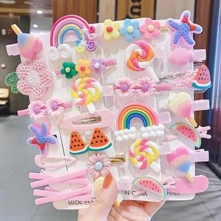 Grampo de Cabelo Fofo Conjunto de 14 peças Grampo de Cabelo Influenciador Lateral Grampo de Cabelo Rosa Não Machuca Influenciador de Cabelo Princesa Acessórios de Cabelo Baby BB Grampo de Cabelo